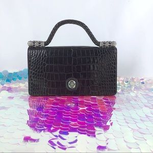 Brighton leather crocodile organizer wallet/clutch